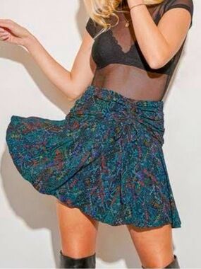 NWT Free People Saturday Sunday Ruched Mini Skirt Who Is She Combo Size 8 Boho
